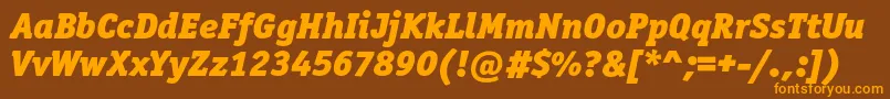 OfficinaserifblackcItalic Font – Orange Fonts on Brown Background