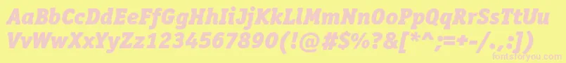 OfficinaserifblackcItalic Font – Pink Fonts on Yellow Background