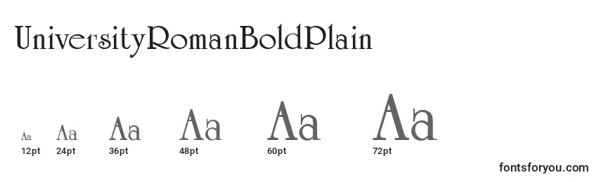 UniversityRomanBoldPlain Font Sizes