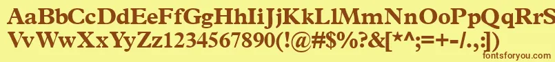 フォントTerminusblackssk – 茶色の文字が黄色の背景にあります。