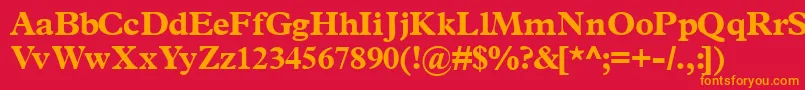 フォントTerminusblackssk – 赤い背景にオレンジの文字