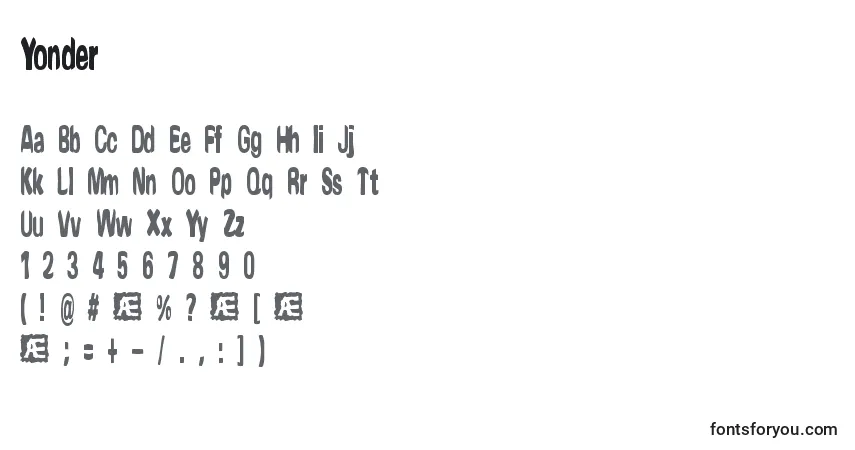 Czcionka Yonder – alfabet, cyfry, specjalne znaki