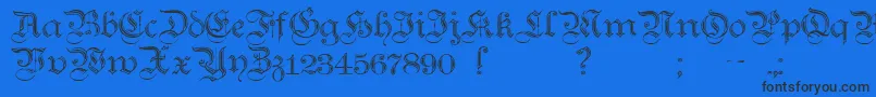Шрифт TeutonicNo2Demibold – чёрные шрифты на синем фоне