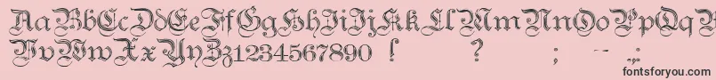 TeutonicNo2Demibold-fontti – mustat fontit vaaleanpunaisella taustalla