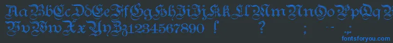 フォントTeutonicNo2Demibold – 黒い背景に青い文字