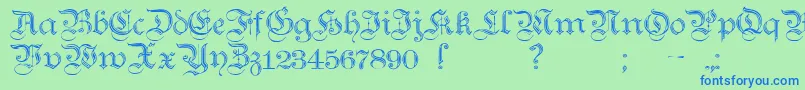 Czcionka TeutonicNo2Demibold – niebieskie czcionki na zielonym tle