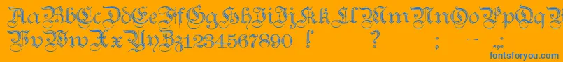フォントTeutonicNo2Demibold – オレンジの背景に青い文字