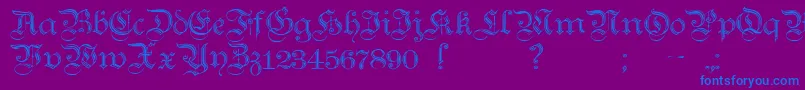 TeutonicNo2Demibold-Schriftart – Blaue Schriften auf violettem Hintergrund