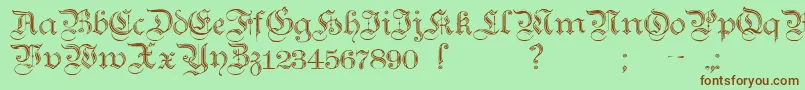 フォントTeutonicNo2Demibold – 緑の背景に茶色のフォント
