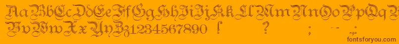 TeutonicNo2Demibold-Schriftart – Braune Schriften auf orangefarbenem Hintergrund