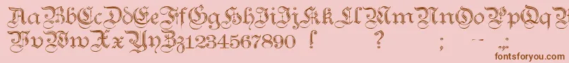 フォントTeutonicNo2Demibold – ピンクの背景に茶色のフォント