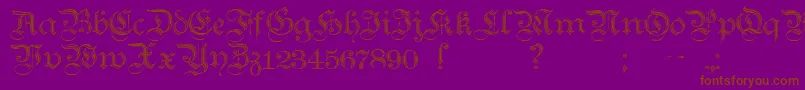 フォントTeutonicNo2Demibold – 紫色の背景に茶色のフォント