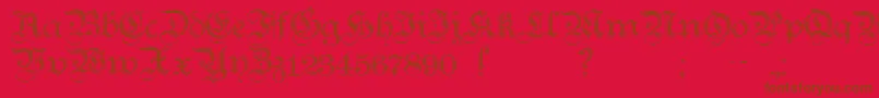 TeutonicNo2Demibold-fontti – ruskeat fontit punaisella taustalla