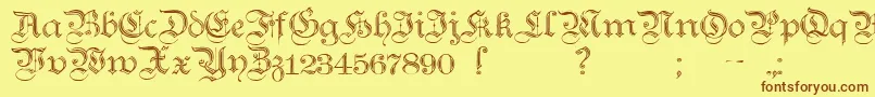 TeutonicNo2Demibold-fontti – ruskeat fontit keltaisella taustalla