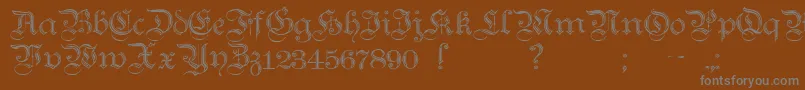 TeutonicNo2Demibold-Schriftart – Graue Schriften auf braunem Hintergrund
