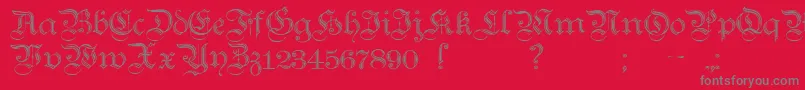 TeutonicNo2Demibold-Schriftart – Graue Schriften auf rotem Hintergrund