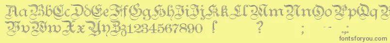 フォントTeutonicNo2Demibold – 黄色の背景に灰色の文字