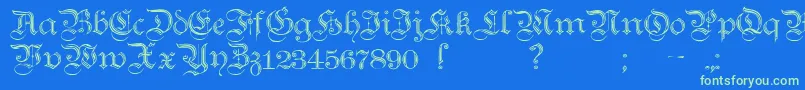 TeutonicNo2Demibold-fontti – vihreät fontit sinisellä taustalla
