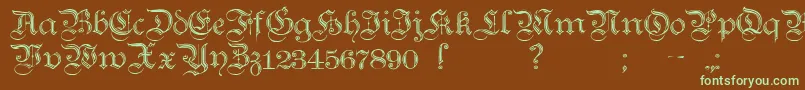 TeutonicNo2Demibold-Schriftart – Grüne Schriften auf braunem Hintergrund