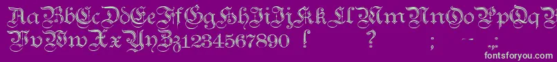 TeutonicNo2Demibold-fontti – vihreät fontit violetilla taustalla