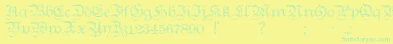 フォントTeutonicNo2Demibold – 黄色い背景に緑の文字