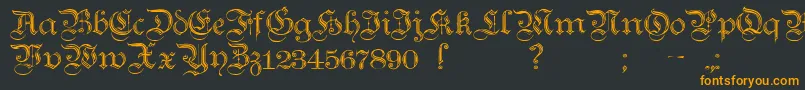 TeutonicNo2Demibold-fontti – oranssit fontit mustalla taustalla