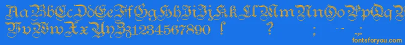 TeutonicNo2Demibold-Schriftart – Orangefarbene Schriften auf blauem Hintergrund
