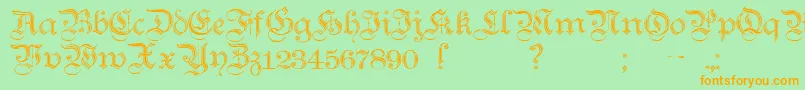 TeutonicNo2Demibold-Schriftart – Orangefarbene Schriften auf grünem Hintergrund