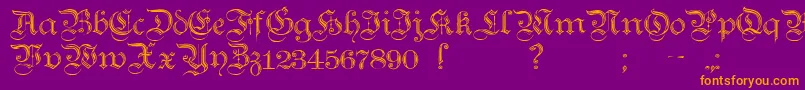TeutonicNo2Demibold-fontti – oranssit fontit violetilla taustalla