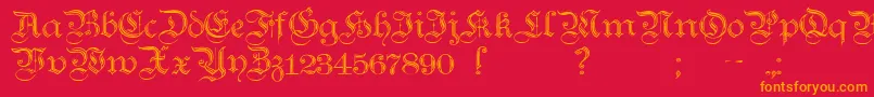 フォントTeutonicNo2Demibold – 赤い背景にオレンジの文字