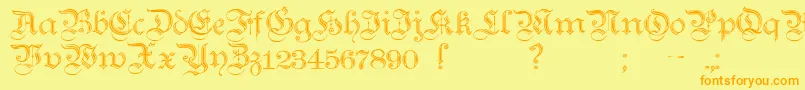 Czcionka TeutonicNo2Demibold – pomarańczowe czcionki na żółtym tle