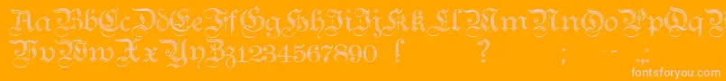 TeutonicNo2Demibold-fontti – vaaleanpunaiset fontit oranssilla taustalla