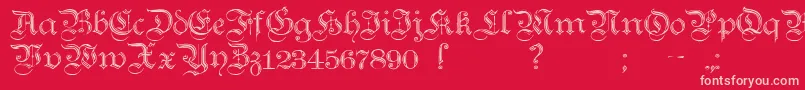 TeutonicNo2Demibold-Schriftart – Rosa Schriften auf rotem Hintergrund