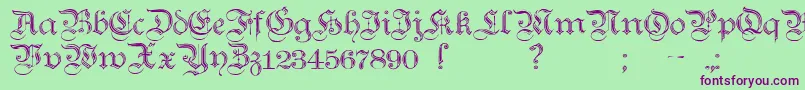 TeutonicNo2Demibold-fontti – violetit fontit vihreällä taustalla