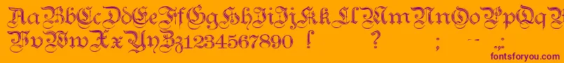 Fonte TeutonicNo2Demibold – fontes roxas em um fundo laranja
