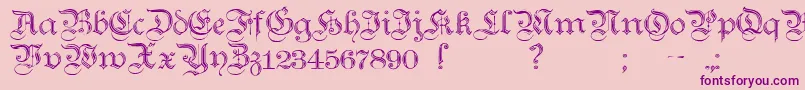 TeutonicNo2Demibold-fontti – violetit fontit vaaleanpunaisella taustalla