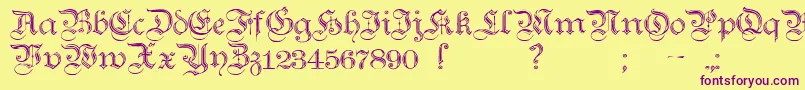 Шрифт TeutonicNo2Demibold – фиолетовые шрифты на жёлтом фоне