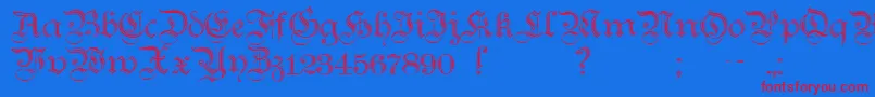 TeutonicNo2Demibold-Schriftart – Rote Schriften auf blauem Hintergrund
