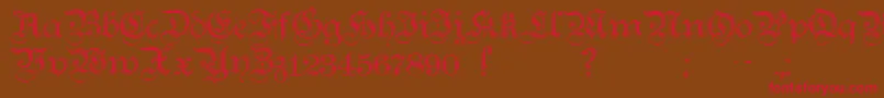 TeutonicNo2Demibold-fontti – punaiset fontit ruskealla taustalla