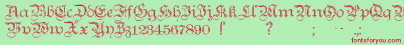 TeutonicNo2Demibold-Schriftart – Rote Schriften auf grünem Hintergrund