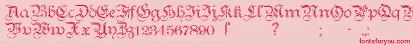 TeutonicNo2Demibold-fontti – punaiset fontit vaaleanpunaisella taustalla