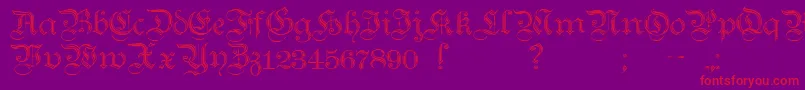 Fonte TeutonicNo2Demibold – fontes vermelhas em um fundo violeta