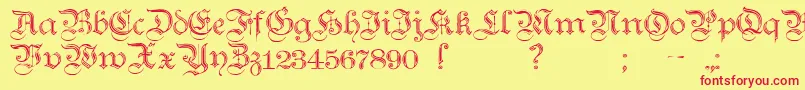 TeutonicNo2Demibold-fontti – punaiset fontit keltaisella taustalla