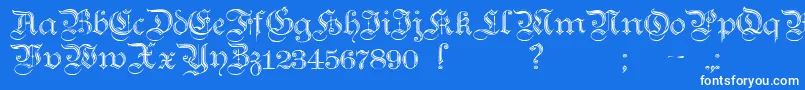 Czcionka TeutonicNo2Demibold – białe czcionki na niebieskim tle