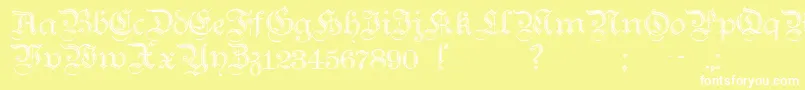 TeutonicNo2Demibold-fontti – valkoiset fontit keltaisella taustalla