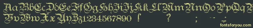 TeutonicNo2Demibold-fontti – keltaiset fontit mustalla taustalla