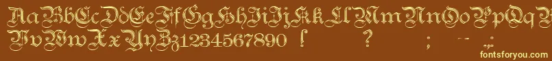 TeutonicNo2Demibold-fontti – keltaiset fontit ruskealla taustalla