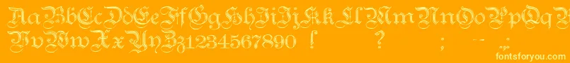 Fonte TeutonicNo2Demibold – fontes amarelas em um fundo laranja