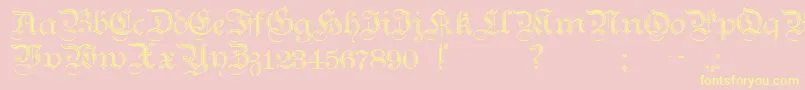 TeutonicNo2Demibold-Schriftart – Gelbe Schriften auf rosa Hintergrund