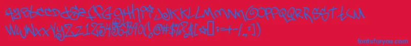 Tagsxtreme2-Schriftart – Blaue Schriften auf rotem Hintergrund